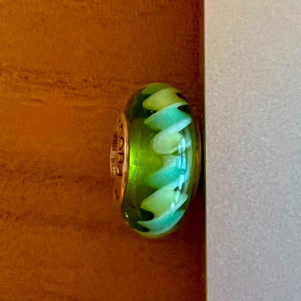 Pandora Glass Charm - blue and green swirl